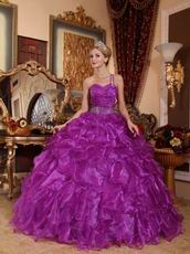 Purple Single One Shoulder Neck Puffy Military Ball Gown