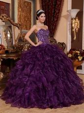 Purple Sweetheart Ruffled Skirt Cheap Military Ball Gown