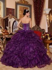 Purple Sweetheart Ruffled Skirt Cheap Military Ball Gown