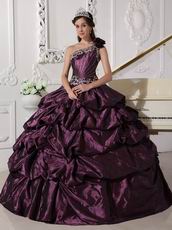 Dark Purple One Shoulder Puffy Quinceanera Dress Designer