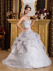 Sweetheart Grey Organza Skirt For Quinceanera Birthday Party