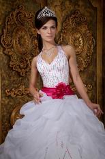 Sequin Floor Length Puffy White Dress Girls Wear To Quinceanera