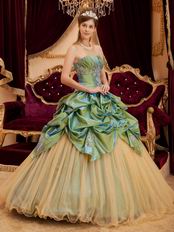 Olive Green Strapless Quinceanera Gown Online Store