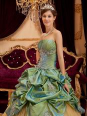 Olive Green Strapless Quinceanera Gown Online Store