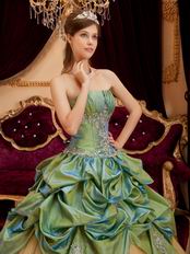 Olive Green Strapless Quinceanera Gown Online Store