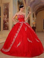 Red Sequin Fabric Cheap Quinceanera Dress For 2014 Party