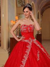 Red Sequin Fabric Cheap Quinceanera Dress For 2014 Party