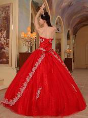 Red Sequin Fabric Cheap Quinceanera Dress For 2014 Party