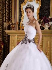 White Quinceanera Dress With Brown Embroidered Skirt