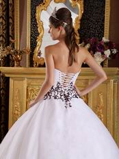 White Quinceanera Dress With Brown Embroidered Skirt