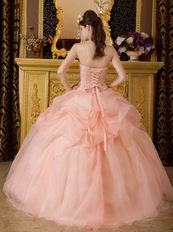 Orange Pink Dress to Quinceanera Party With Embroidery Bodice