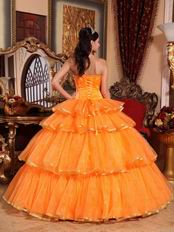 Layers Orange Skirt Quinceanera Dress With Bowknot Decorate