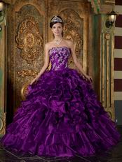 Top Designer Cascade Skirt Pansy Purple Quinceanera Gowns