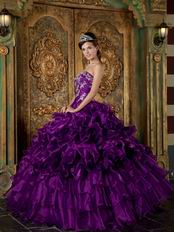 Top Designer Cascade Skirt Pansy Purple Quinceanera Gowns