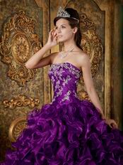 Top Designer Cascade Skirt Pansy Purple Quinceanera Gowns