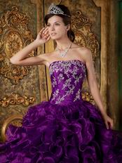 Top Designer Cascade Skirt Pansy Purple Quinceanera Gowns