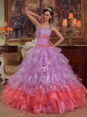 Lilac And Hot Pink Contrast Color Fashion Halter Quinceanera Dress