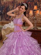 Lilac And Hot Pink Contrast Color Fashion Halter Quinceanera Dress