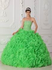 Spring Green Ruffled Skirt Dress to Wear For Quinceanera Party