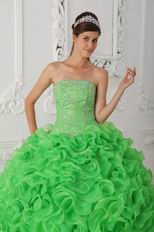 Spring Green Ruffled Skirt Dress to Wear For Quinceanera Party