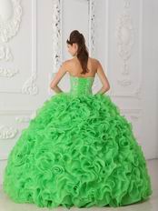 Spring Green Ruffled Skirt Dress to Wear For Quinceanera Party