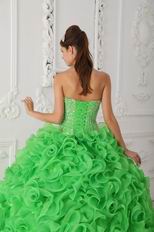 Spring Green Ruffled Skirt Dress to Wear For Quinceanera Party