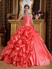 Side Bubble Coral Dress 2014 Winter Quinceanera Wear