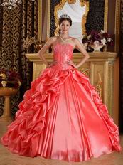 Side Bubble Coral Dress 2014 Winter Quinceanera Wear