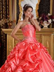 Side Bubble Coral Dress 2014 Winter Quinceanera Wear