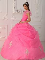 Off The Shoulder Hot Pink Allure Quinceanera Dress Applique