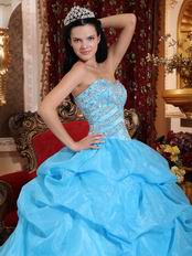 Aqua Floor Length Puffy Stylish Quinceanera Dress Low Price