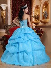 Aqua Floor Length Puffy Stylish Quinceanera Dress Low Price