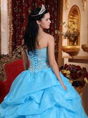 Aqua Floor Length Puffy Stylish Quinceanera Dress Low Price