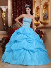 Aqua Floor Length Puffy Stylish Quinceanera Dress Low Price