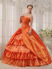 Orange Taffeta Layers Skirt Quinceanera Dress To 16th Girls