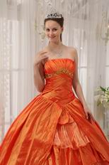 Orange Taffeta Layers Skirt Quinceanera Dress To 16th Girls