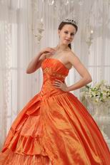 Orange Taffeta Layers Skirt Quinceanera Dress To 16th Girls