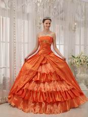 Orange Taffeta Layers Skirt Quinceanera Dress To 16th Girls