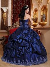 Dark Blue Puffy Sweetheart Quinceanera Dress With Applique