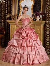 Dark Pink Taffeta Dress to Young Girl Adult Ceremony Party