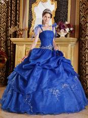 Royal Blue Floor-length Quinceanera Dress With Spaghetti Straps