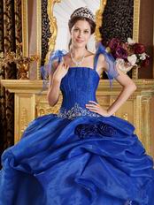 Royal Blue Floor-length Quinceanera Dress With Spaghetti Straps