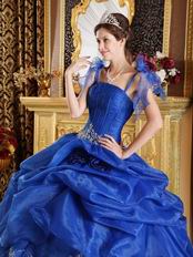 Royal Blue Floor-length Quinceanera Dress With Spaghetti Straps
