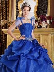 Royal Blue Floor-length Quinceanera Dress With Spaghetti Straps