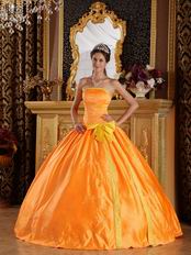 Embroidery Orange Quinceanera Ceremony Dress With Bowknot