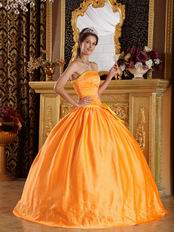 Embroidery Orange Quinceanera Ceremony Dress With Bowknot