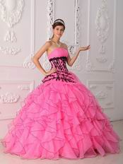 Sweet Strapless Hot Pink Cascade Skirt Best Quinceanera Dress