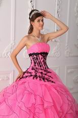 Sweet Strapless Hot Pink Cascade Skirt Best Quinceanera Dress