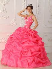 Top Designer Ruched Ball Gown Hot Pink Quinceanera Dress