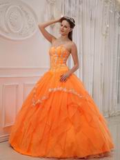 Sweetheart Orange Puffy Military Dress Quinceanera Party